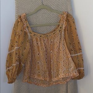 Free People Crop Peasant Blouse